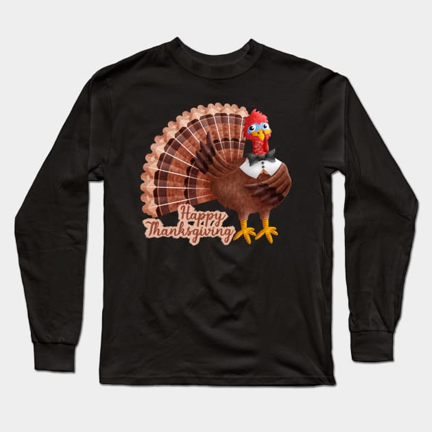 Happy Thanksgiving(turkey) Long Sleeve T-Shirt by CleanRain3675